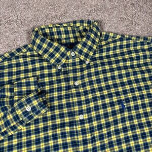 Ralph Lauren Plaid Button Down Flannel Long Sleeve Shirt Men's XL Yellow Blue